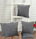 DECOMIZER Jacquard Geomteric Cushion Covers 24 Inch X 24 Inch Set Of 5 Ethnic Motifs 240 TC Cushion Covers,Design- Star,Color- Grey