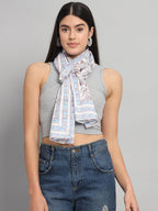 Ravaiyaa - Attitude is everything Women White & Multi Hand Block Floral Printed Cotton Scarf 71 X 21 Inch