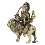 SVARUP Fine Brass Goddess Durga Maa Sitting On Lion Idol MATA Sherawali Murti Statue Figurine Home Temple Height: 5 Inch