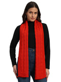 Ravaiyaa - Attitude is everything Reversible Wool Scarves Knitted Pattern Women Neck Wraps Muffler Winter Wool Scarf 65x14 Inch (Orange)