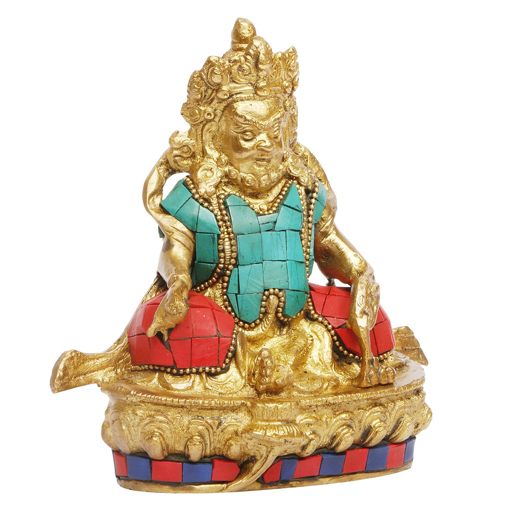 ARTVARKO Brass Kuber Murti Lord of Treasure Wealth Maharaj Kuber Statue for Tijori Locker Money Safe Kubera Idol 5.5 Inch Multicolor