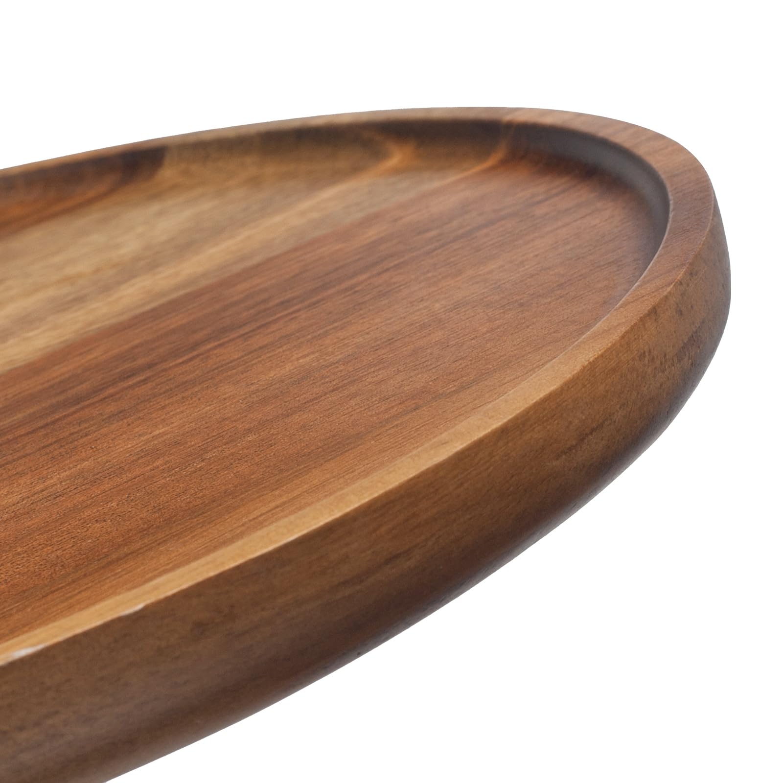 Round Wood Tray, Acacia Wooden Decorative Serving Tray for Coffee Table and Home Decor, Wooden Appetizer Charcuterie Board for Kitchen Countertop (13.8 inch)