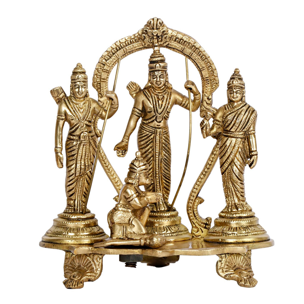 ARTVARKO Brass Ram Darbar Statue Shree Ram Ji Sita Laxman Hanuman Home Décor Puja Bhagwan Idol Murti for Mandir Temple 8 Inches