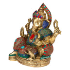 SVARUP Brass Ganesha Ganesh Idol for Home Decor Ganpati Statue Murti for Gift Height 13 Inch