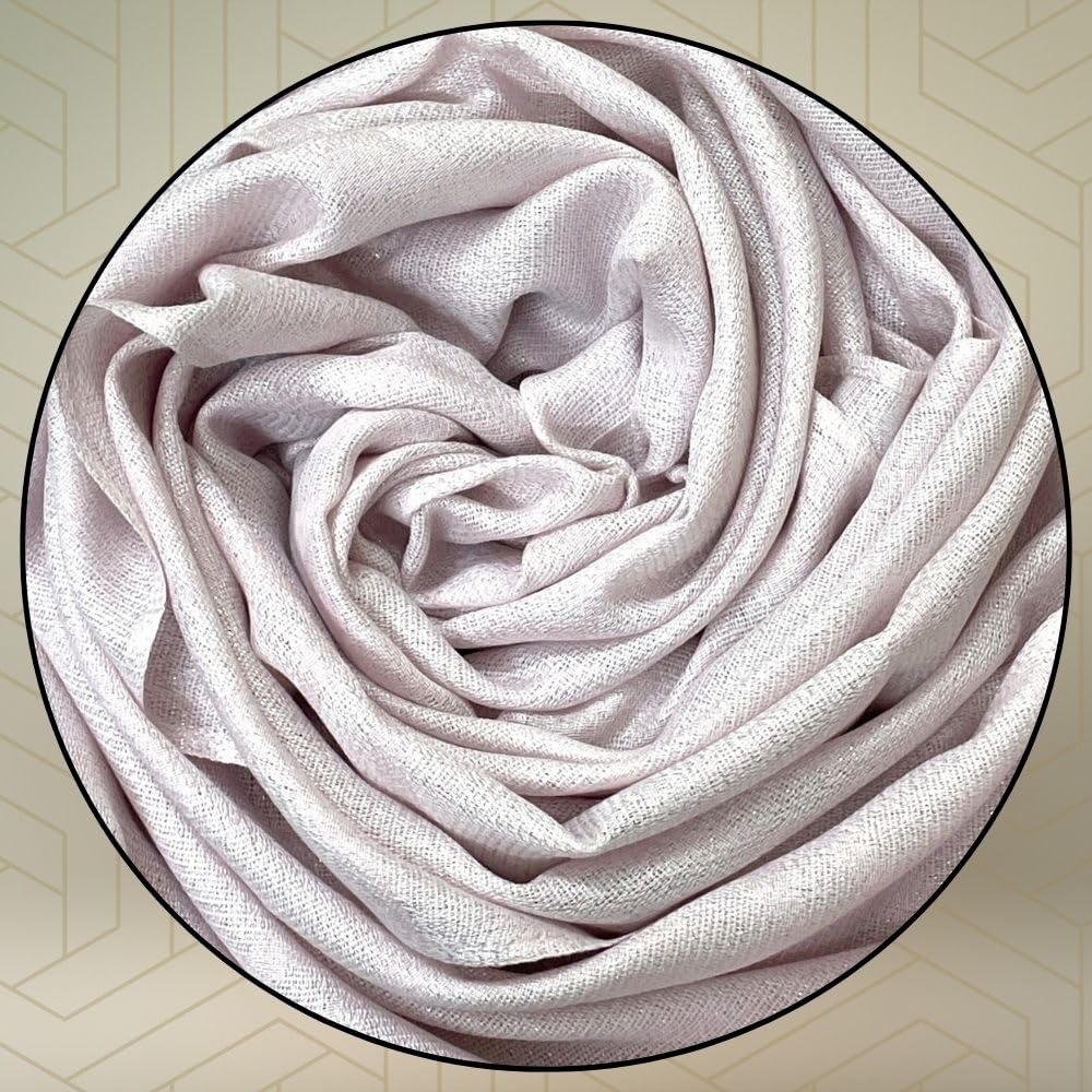 FAHABO Shimmer Geometric Woven Cotton Blend Scarf for Women – Lightweight Hijab & Stole Wrap | 73 x 29 Inches (Baby Pink)