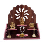 Lyrics Creation Fully Handmade Beautiful Wooden Home and Office Temple/Pooja Mandir(28 x 28 x 26 cm) (Dark Brown 3)