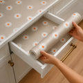 Anti-Slip Waterproof Kitchen Drawer Liner | Non-Adhesive Shelf & Cabinet Mats | Anti-Skid Liner for Fridge, Cupboard, and Wardrobe | 45 cm x 300 cm (Diamond Texture, White Flower)