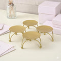 theindianhandicrafts | Iron Plate Candle Holder |Gold Finish | 3 Inch Diameter | for Tealight and Pillar Candles | Decorative Multipurpose Stand | Pack of 4 Pcs