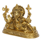 ARTVARKO Brass Ganesh Resting Statue Murti Blessing Ganesha Idol Vinayak Ganpati for Home Entrance Décor Temple Puja Gift.