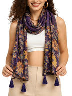 GALE GIRLS Cotton Scarf For Women Stylish|Beach Tassel Printed Scarf|Multicolor|Easily fits 180 * 50cm|70x20 Inch