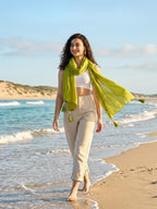 GALE GIRLS Cotton Mulmul Scarf|Scarf for Women|Mulmul Stole|Soft Beach Wrap|Tassel Design|Easily fits 180 * 50cm|Green