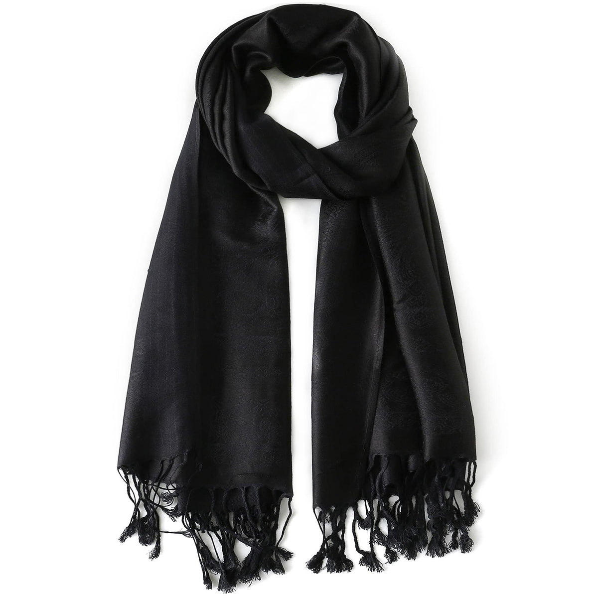Ciormis Two Tone Silky Paisley Pashmina Shawl Scarf, Soft Women's Rave Jacquard Pashminas Wrap Scarves, N#. Black Paisley, 79*28