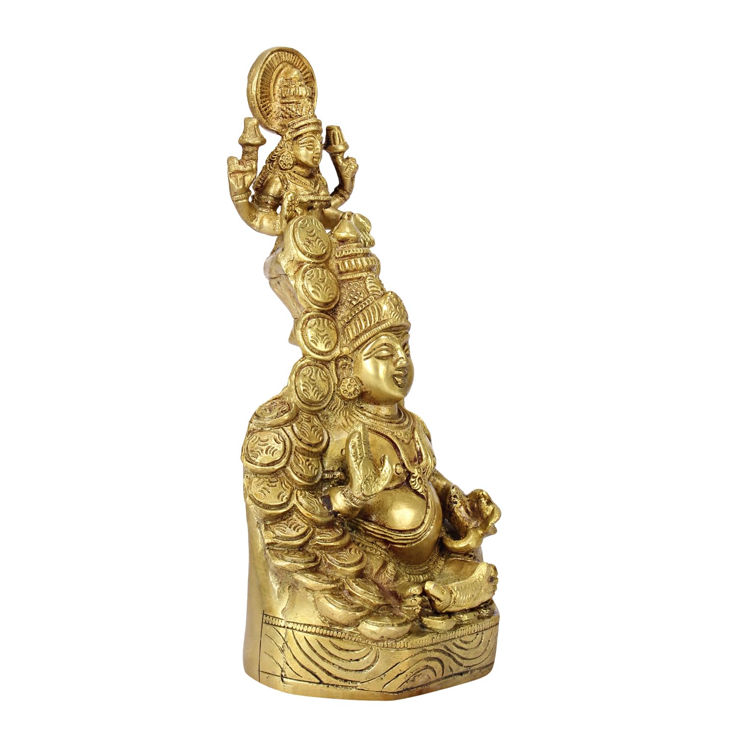 ARTVARKO Brass Lakshmi Kuber Sitting Statue Murti Laxmi Kubea Maharaj for Prosperity Money Home Office Puja Gift 10 Inch