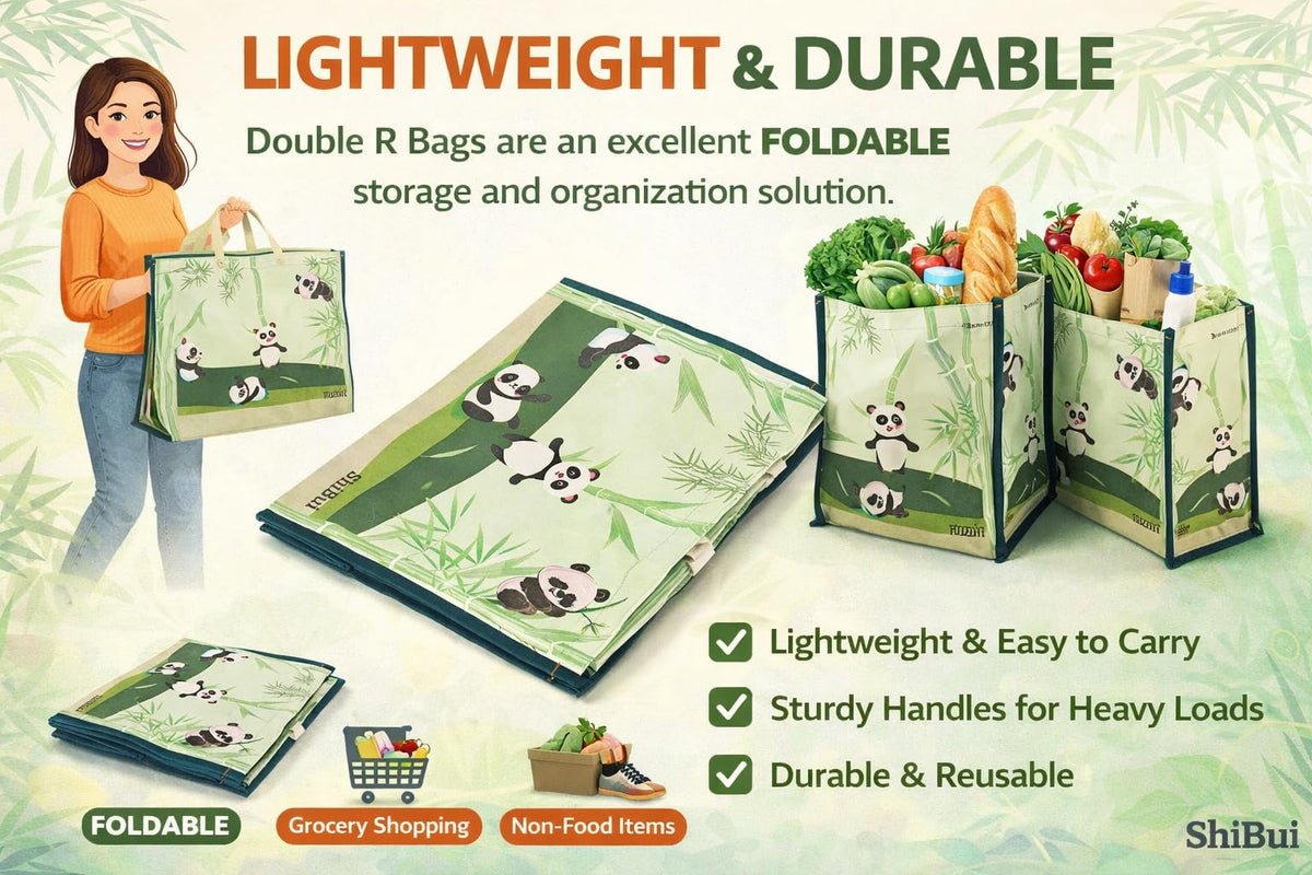 SHIBUI Big Heavy Duty Large Eco Waterproof Cotton Canvas Cloth Grocery Shopping Bag for Men Ladies Vegetable Milk Fruits with Hand Carry Handle Lunch Box Jhola Tote Bags (1, Panda Print)
