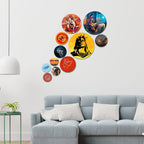 Artvibes Lord Mahadev & Shri Krishna Spiritual Hindu Round Shape MDF Wooden Wall Decor Items | Spiritual Decor Items | Wall Illustrations| Stylish Modern Decor Item | Gift Items (WPS_109N), Set of 11