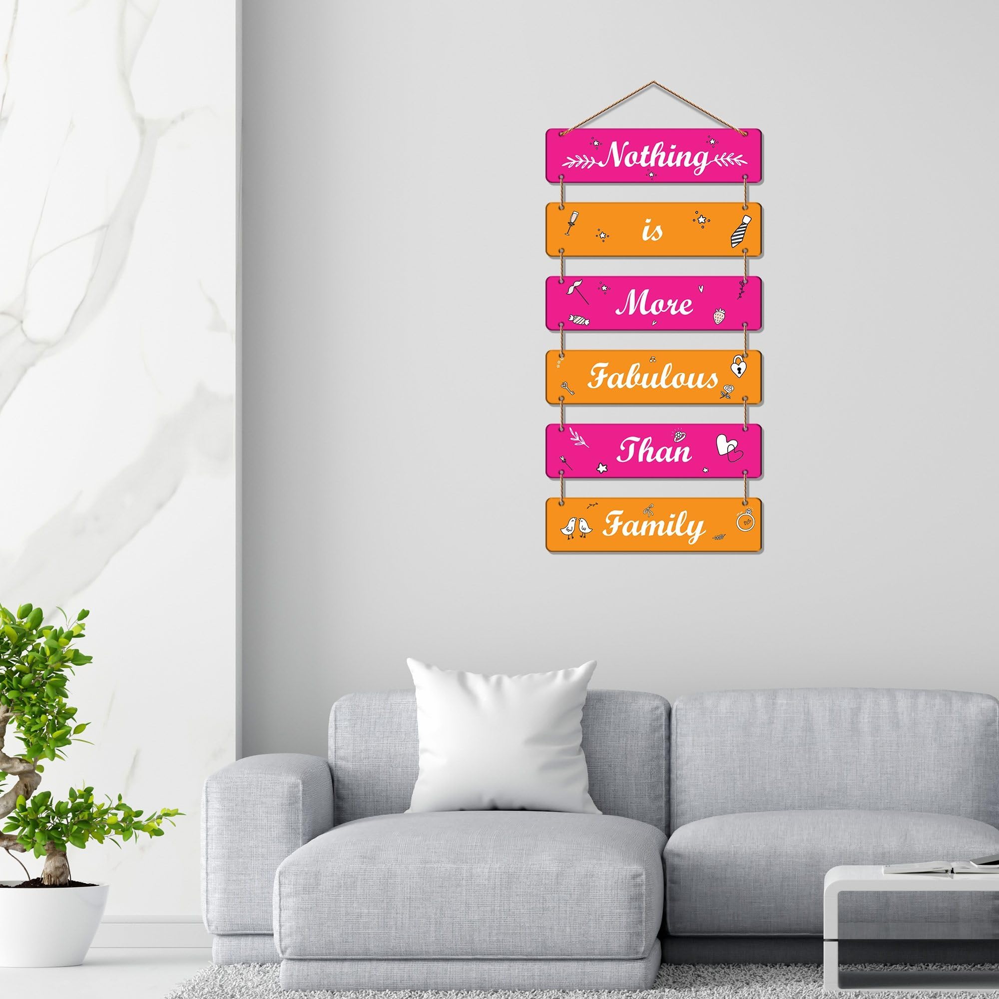 Artvibes Decorative Wall Hanging Wooden Art Decoration item for Living Room | Bedroom | Home Decor | Gifts | Quotes Decor Item | Wall Art For Hall | Mdf Wall Decoration, Set of 6 (WH_3213NR)