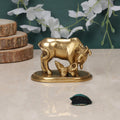 ARTVARKO Brass Kamdhenu Cow and Calf, Vastu Gau MATA Idol, Vastu Nandi Religious Showpiece, Temple Puja Home Décor 3 Inch