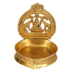 Svarup Brass Gajalakshmi Diya for Home Temple: Dimensions 6x5x4.5 inches, in Gold Color Color