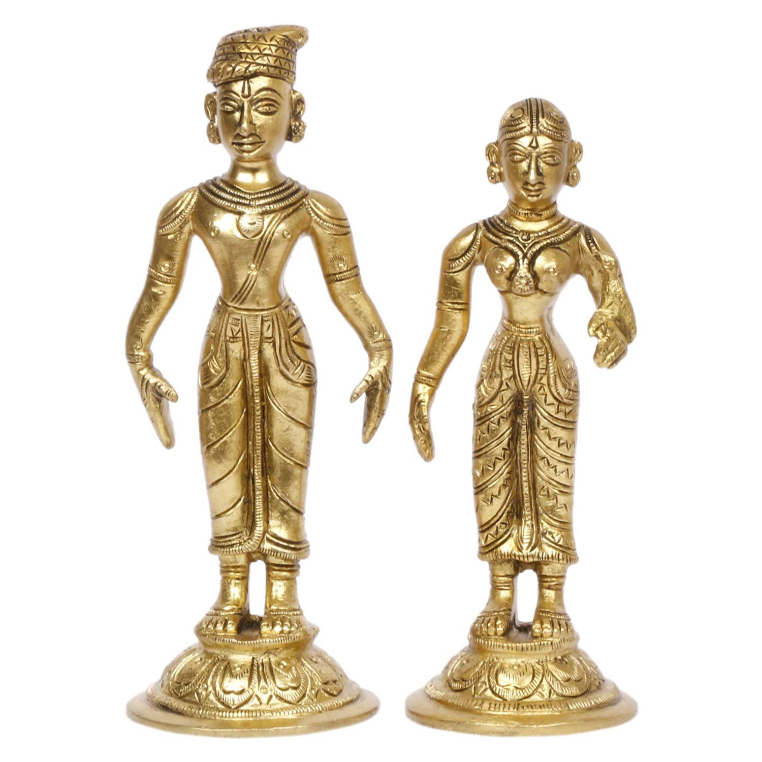 ARTVARKO Brass Raja Rani Couple Idol Statue Showpiece Home Office décor Gift. 6 Inch