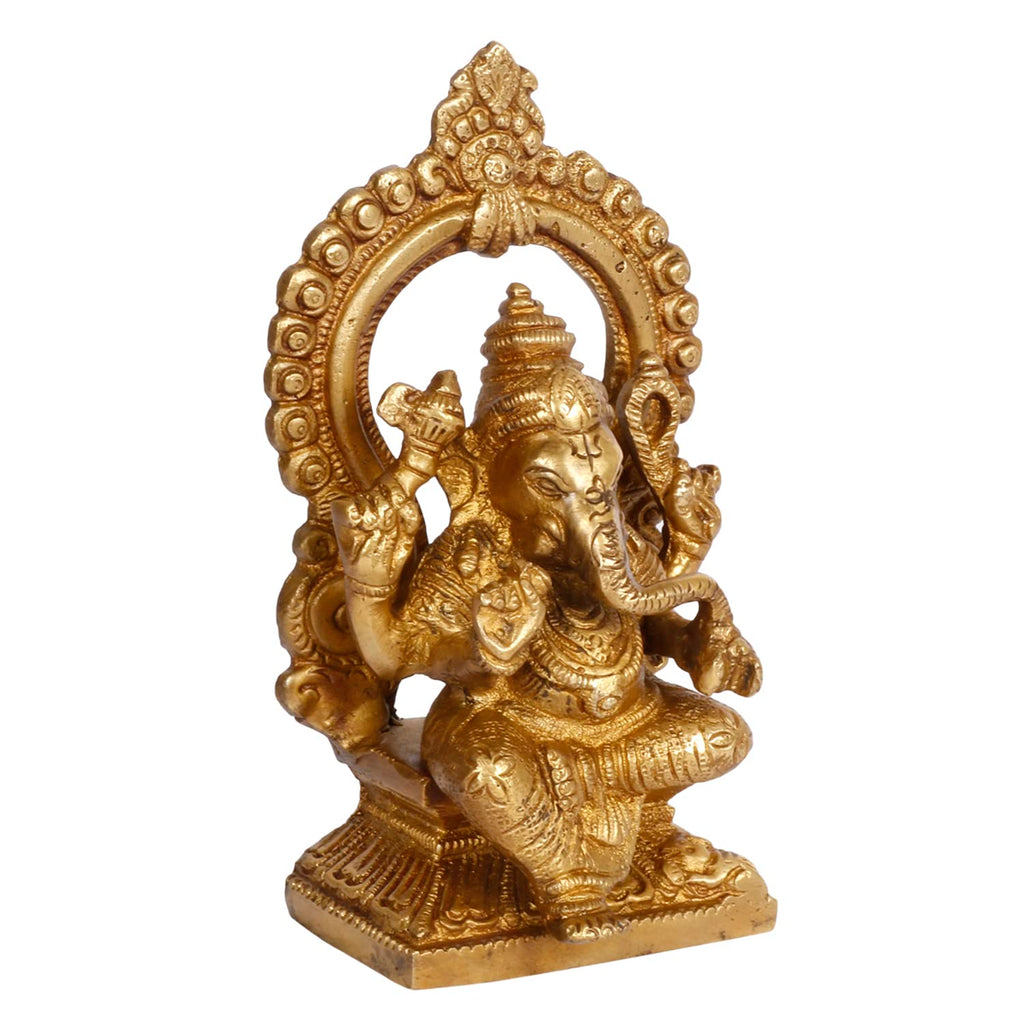 ARTVARKO Brass Ganesha Bhagwan Idol Ganesha Statue Ganpati Murti for Puja Home Entrance Decor Gift Height 6 Inch