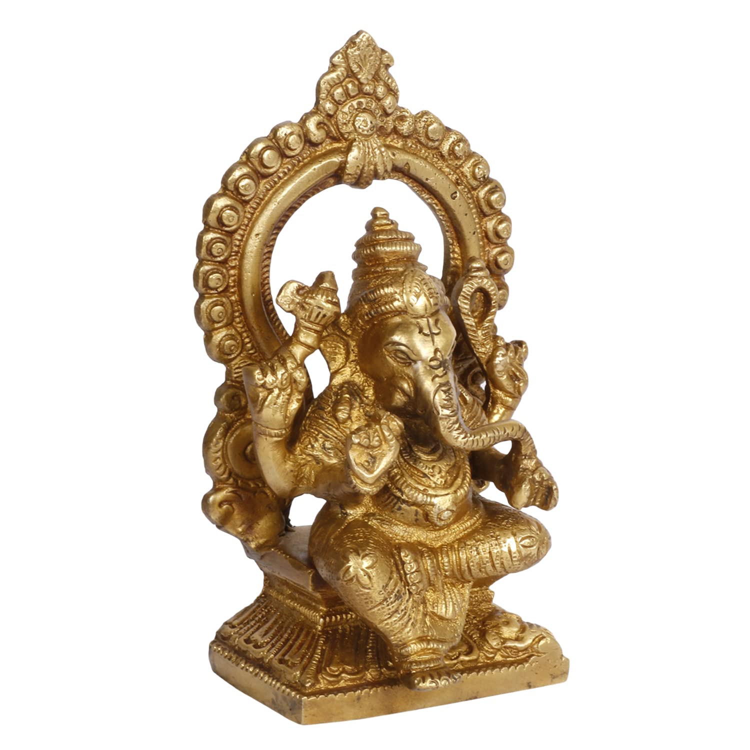 ARTVARKO Brass Ganesha Bhagwan Idol Ganesha Statue Ganpati Murti for Puja Home Entrance Decor Gift Height 6 Inch
