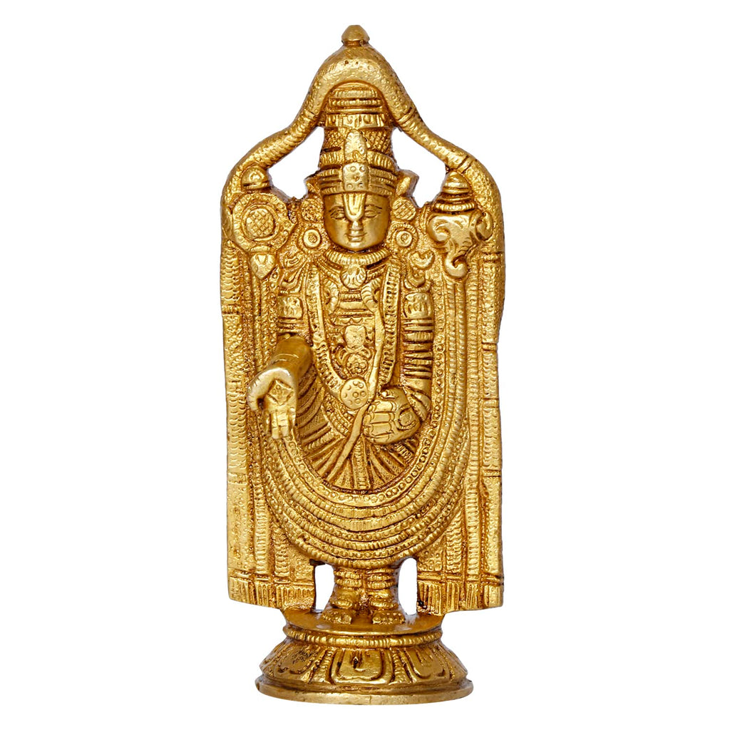 ARTVARKO Brass Venkateshwara Bala Ji Idol South Indian God Tirupati Balaji Statue Vastu Home Office Temple Gold Color 8 Inch.