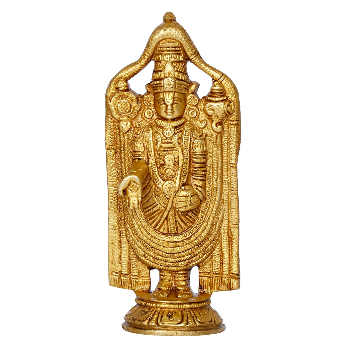 ARTVARKO Brass Venkateshwara Bala Ji Idol South Indian God Tirupati Balaji Statue Vastu Home Office Temple Gold Color 8 Inch.