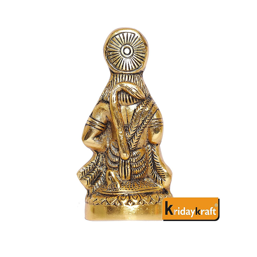 KridayKraft Metal Hanuman Ji Statue Sitting Idol Bajrangbali Murti Gift Article Decorative Showpiece, Gold Plated, 1 Piece.