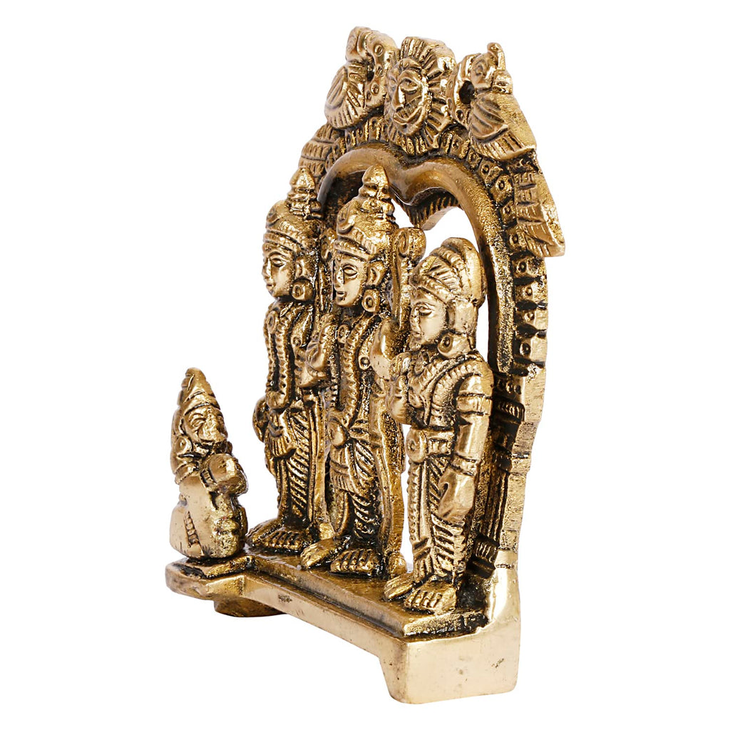 ARTVARKO Brass Ram Darbar Statue Shree Ram Ji Sita Laxman Hanuman Home Décor Puja Murti for Mandir Temple (Small Size -8x3x9 cm)