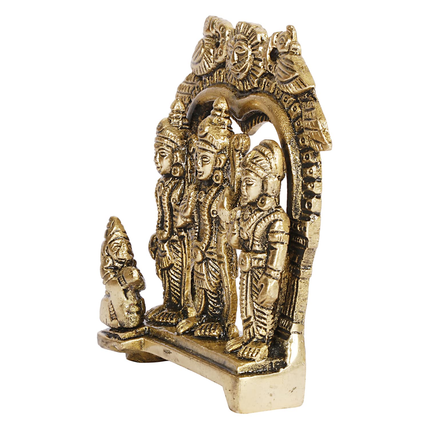 ARTVARKO Brass Ram Darbar Statue Shree Ram Ji Sita Laxman Hanuman Home Décor Puja Murti for Mandir Temple (Small Size -8x3x9 cm)