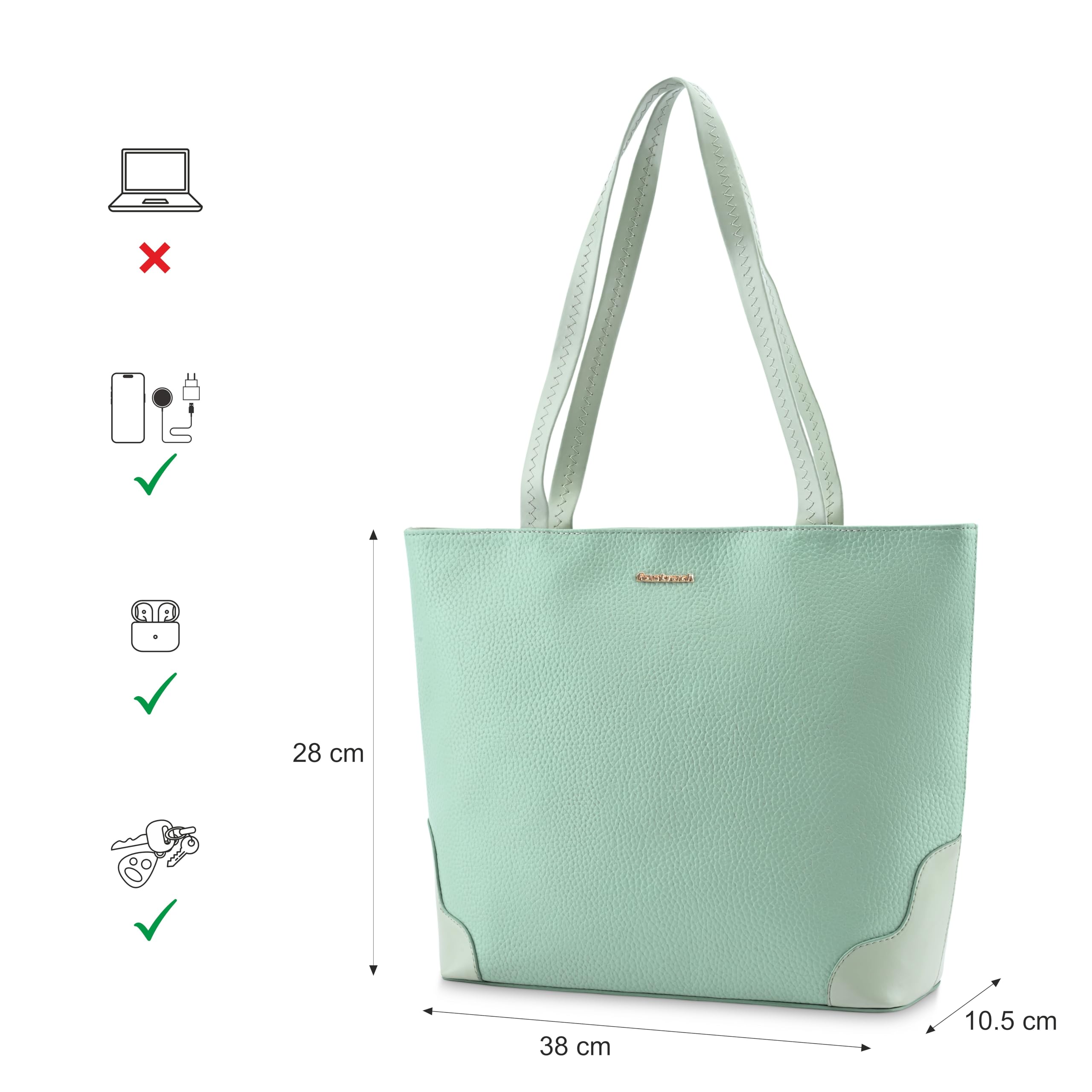 Fastrack Everyday Chic Tote Bag | Faux-Leather Women's Handbags | Tote for Casual Carry | Tote for Casual Carry