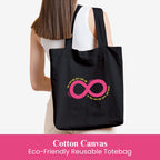 DOODLE Unisex Eco-Friendly Reusable Cotton Canvas Tote Bag | Inner & Outer Zip Pockets | Ideal for Travel, Shopping, College & Office Use | Infinity