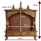 Jodhpur Handicrafts Wood MDF Religious Home Temple (46 x 23 x 55 cm, Gold & Brown)