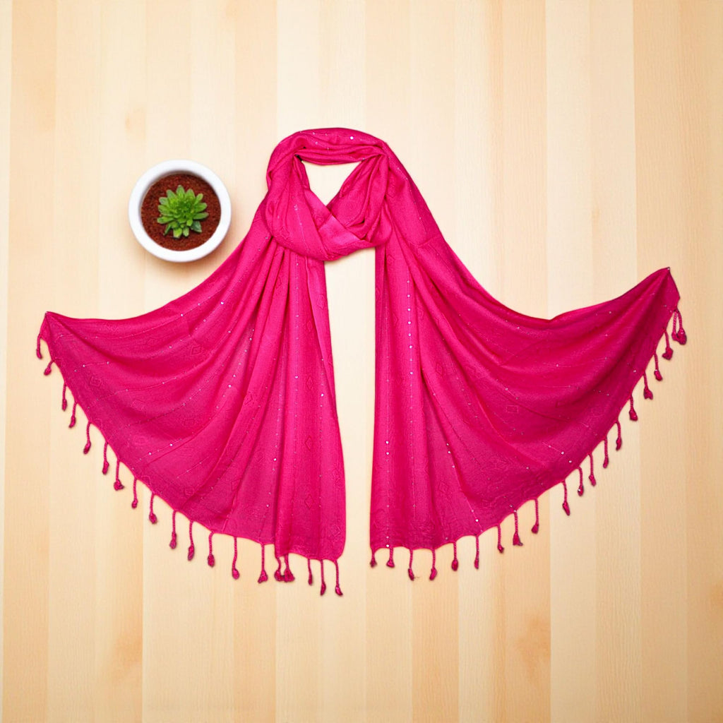 STOLE STUDIO Elegant Luxurious Sequence Viscose Stole Scarf (Rani)
