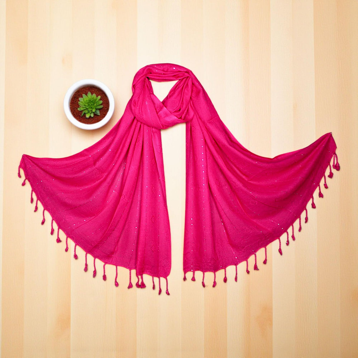 STOLE STUDIO Elegant Luxurious Sequence Viscose Stole Scarf (Rani)