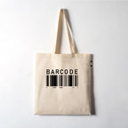 VVWV Barcode Printed Reusable Tote Bags | 100% Organic Cotton Shopping/Grocery Bag | Multi-Purpose Bag | Sturdy Canvas Bag with 15kgs Capacity (13 x 15.7 Inch)