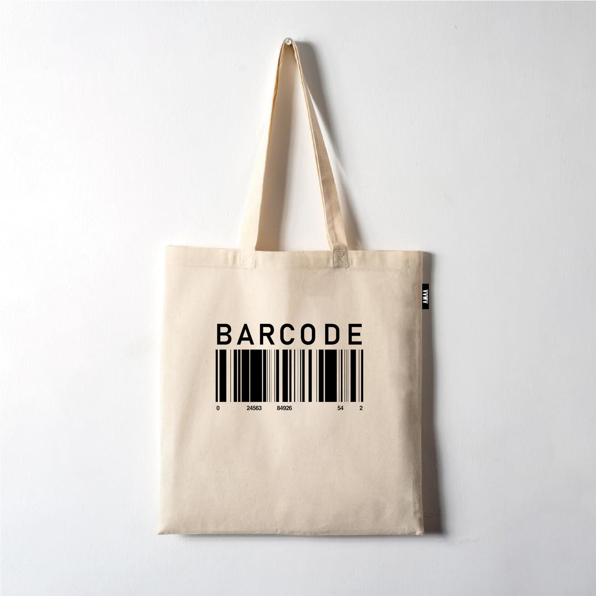 VVWV Barcode Printed Reusable Tote Bags | 100% Organic Cotton Shopping/Grocery Bag | Multi-Purpose Bag | Sturdy Canvas Bag with 15kgs Capacity (13 x 15.7 Inch)