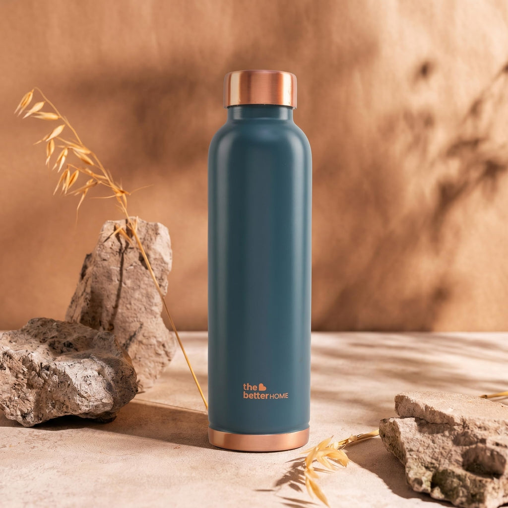 The Better Home Copper Water Bottle | Copper Water Bottle 950ml | With Anti Oxidant Properities | Provides Health Benefits | Pure Tamba | Teal