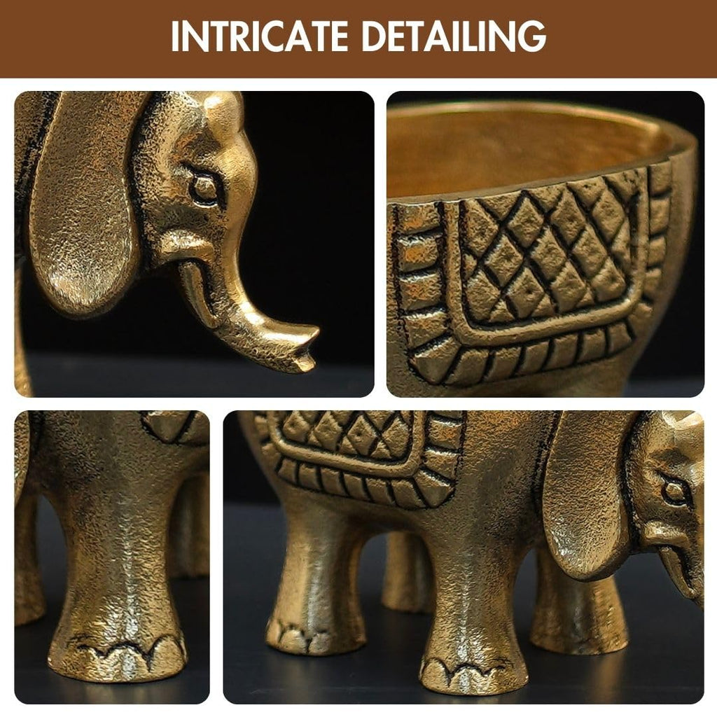 BEHOMA Metal Elephant for Good Luck,Statue for, Gold, 15.5cm
