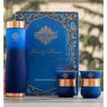 INDIAN ART VILLA Copper Bottle & Glass Gift Set - 950 ml Water Bottle & 2 Glasses (300 ml Each) - Pure Copper with Blue Ombre Silk Finish, Perfect for Gifting & Everyday Use