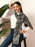 Ravaiyaa - Attitude is everything Women Woolen Ikat Design Casual Warm Winter Wear Muffler Scarf Stole 72x14 Inch (Grey Abstract)