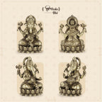 Shilpkala 5 Inch Kamal Ganpati Brass Ganesha Idol for Puja Room, Desk Decor & Gift, Coffee Antique Finish