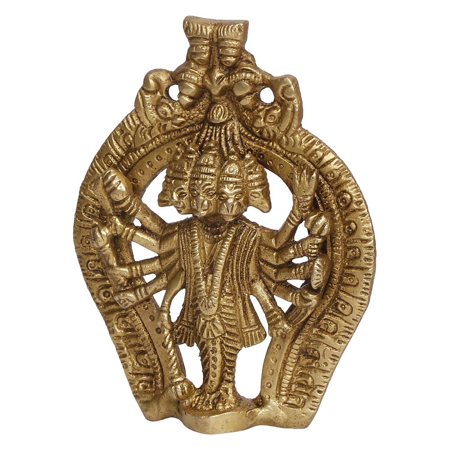ARTVARKO Panchmukhi Hanuman Brass Wall/Door Hanging Bajrangbali Idol Entrance for Home Office 5 Inches