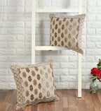DECOMIZER Jacquard Geomteric Cushion Covers 16 Inch X 16 Inch Set Of 2 Ethnic Motifs 240 TC Cushion Covers,Design- Ambi,Color- Cream
