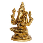 ARTVARKO Brass Lord Ganesha Sitting Statue Idol Ganesh Murti Home Decor for Puja Height 3.5 Inches