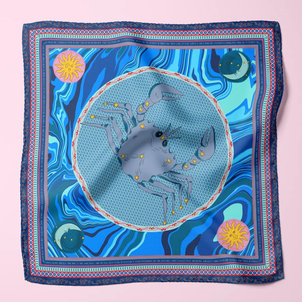 ULOS Women's Zodiac Signs Print Satin Scarf - Neck Scarf (Square) (22x22) (12 Designs)