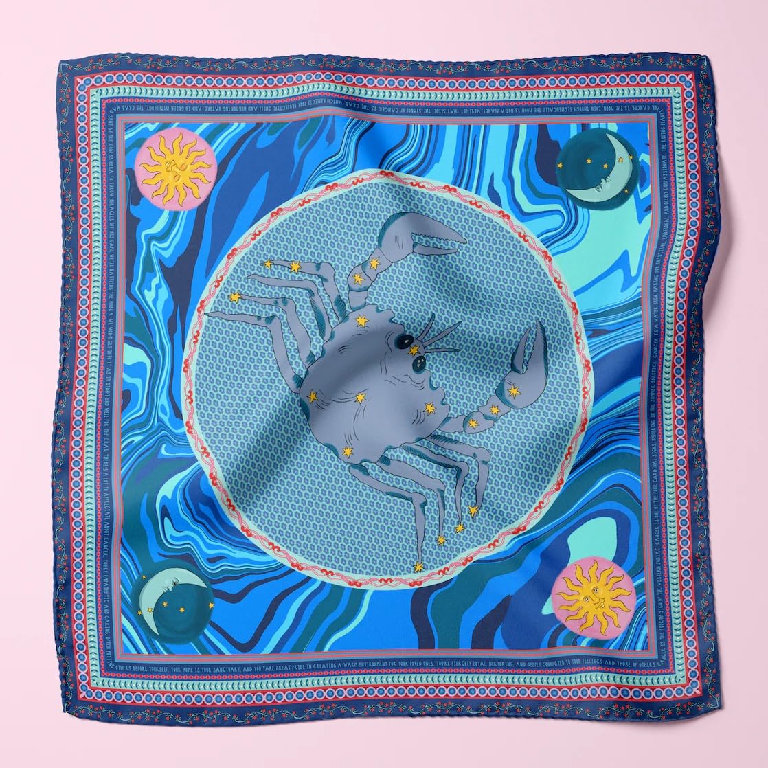 ULOS Women's Zodiac Signs Print Satin Scarf - Neck Scarf (Square) (22x22) (12 Designs)