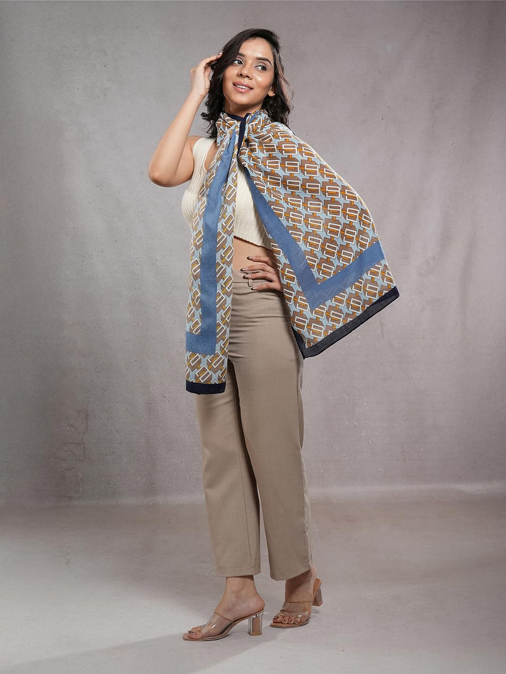 CrossKulture Viscose Scarf for Women | Lightweight & Long | Stole with Stylish Design | Neck, Hair & Head Scarf for Women & Girls | All Season Accessory (Graphical22)