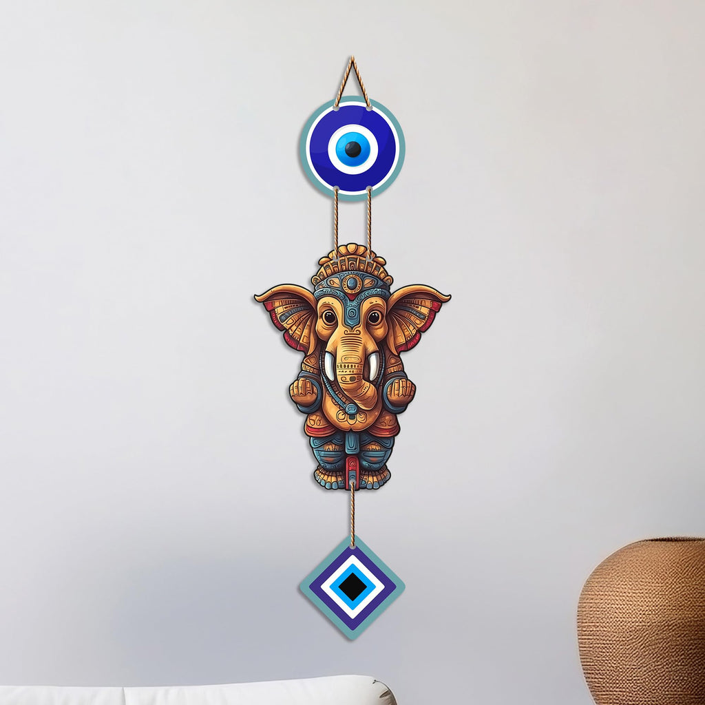 Artvibes Vinayaka Evil Eye Wall Hanging Decor for Home and Office | Nazar Protection Hanging for Entrance Door Living Room Temple | Vastu Positive Energy Good Luck Decorative Gift (WH_8557N)