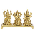 ARTVARKO Lakshmi Ganesha Saraswati Idol Ganesh laxmi Brass Metal Murti Statue for Diwali Puja Home Office Success Entrance Decor Good Luck Gift (LxBxH 14x4x8 cm)